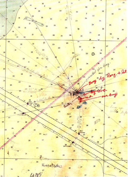 map showing Hunley wreck site